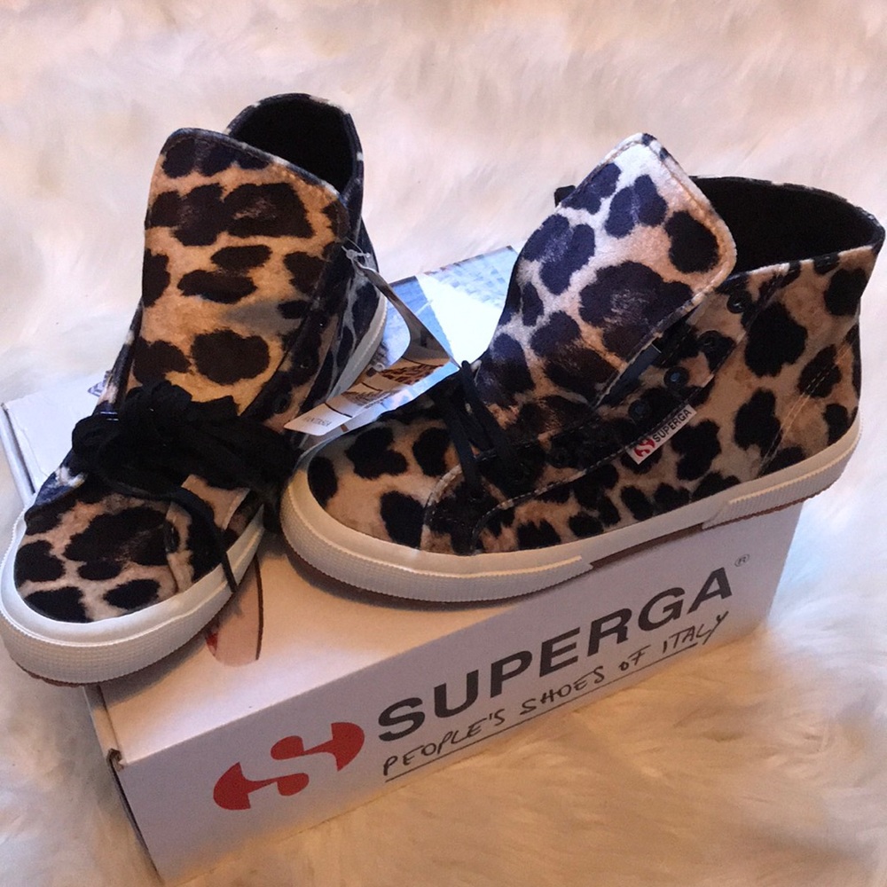 NWT Velvet leopard high tops from Italy! So comfy